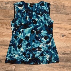 Alfani Abstract Blue and Black Sleeveless Blouse